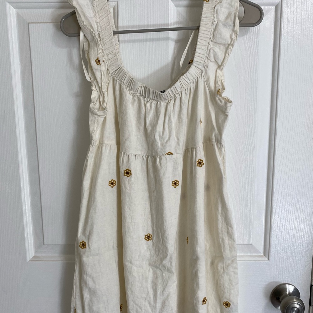 Wild Fable Cream Dress with Yellow Floral Embroidery